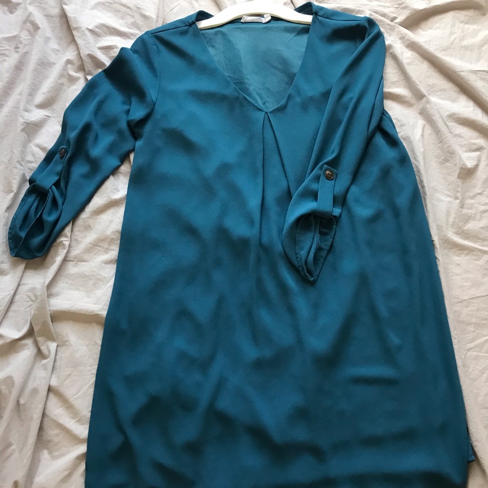 Lush 3/4 sleeve teal dress Sz Small